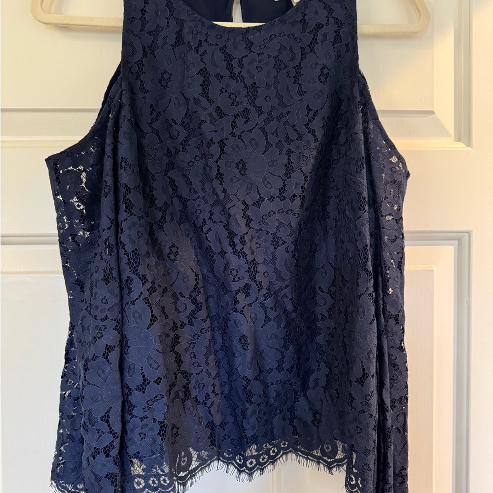 Elegant Navy Lace Top